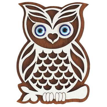 Owl Themed Wooden Engraved Souvenir Fridge Magnet - 5