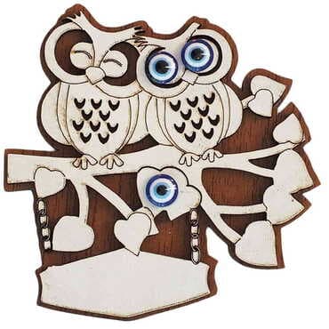 Owl Themed Wooden Engraved Souvenir Fridge Magnet - 6