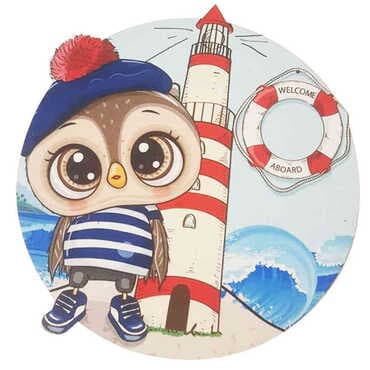 Toptan Baykuş Temalı Myros Ahşap Yuvarlak Bardak Altlığı 100 mm - 3