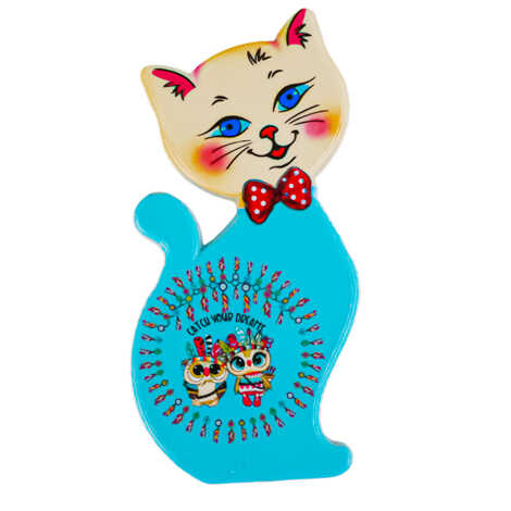 Baykuş Temalı Uv Baskılı Kedi Şekilli Magnet 43x87 mm - 1