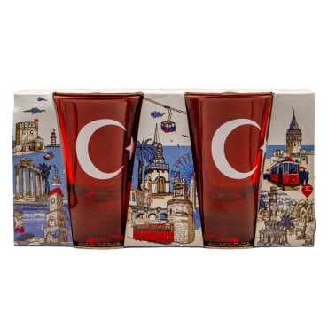 Turkish Flag Themed Set of Two Painted Shot Glasses