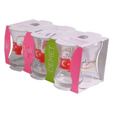 Turkey Themed Printed Tea Glass Set of 6 Pcs - 4