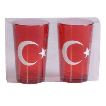Turkey Themed Custom Printed Turkish Coffee Water Glass of 2 pcs - 3