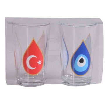Turkey Themed Custom Printed Turkish Coffee Water Glass of 2 pcs - 5