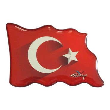 Turkey Themed Epoxy Dome Flag Shaped Souvenir Fridge Magnet 70x50 mm