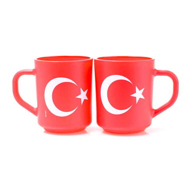 Myros - Bayrak Temalı Myros Boyalı Oval Cam Kupa