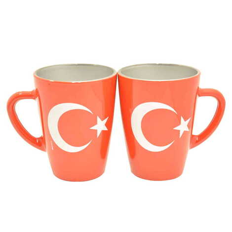 Toptan Bayrak Temalı Myros Çift Renkli Cam Kupa - 1