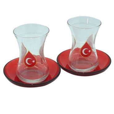 Turkey Themed Colored Tea Glass Set Of 2 Pcs - 4