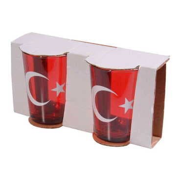 Toptan Bayrak Temalı Myros İkili Su Bardağı