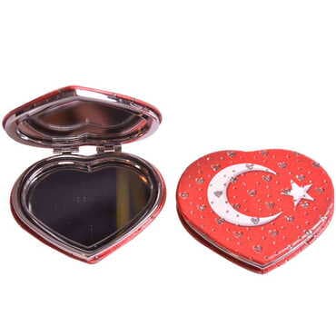 Turkey Themed Custom Printed Heart Shape Compact Mirror - 3