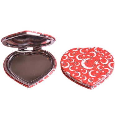 Turkey Themed Custom Printed Heart Shape Compact Mirror - 4