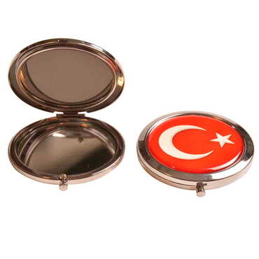 Myros - Bayrak Temalı Myros Metal Yuvarlak Ayna 70x11 mm
