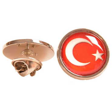 Toptan Bayrak Temalı Myros Metal Yuvarlak Rozet 18 mm - Myros