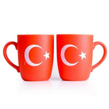 Toptan Bayrak Temalı Porselen Renkli Baskılı Konik Kupa
