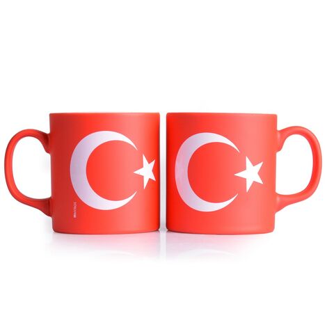 Bayrak Temalı Seramik Renkli Kupa
