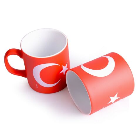 Bayrak Temalı Seramik Renkli Kupa