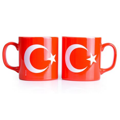 Bayrak Temalı Seramik Renkli Kupa