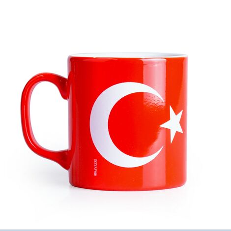 Bayrak Temalı Seramik Renkli Kupa
