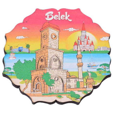 Toptan Belek Temalı Ahşap Bardak Altlığı 90 mm - 3