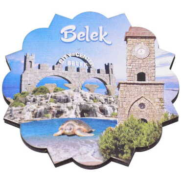 Toptan Belek Temalı Ahşap Bardak Altlığı 90 mm - 4