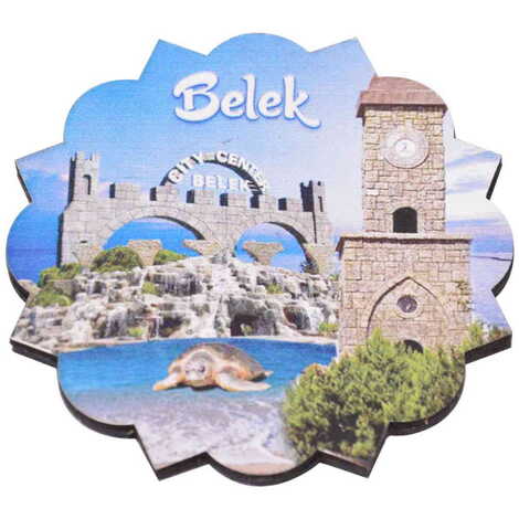 Toptan Belek Temalı Ahşap Bardak Altlığı 90 mm - 4