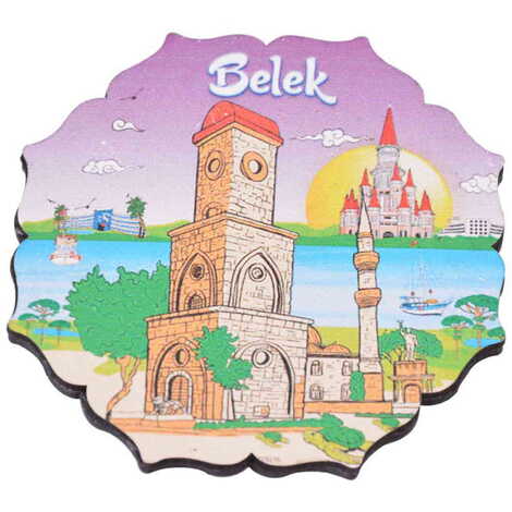 Toptan Belek Temalı Ahşap Bardak Altlığı 90 mm - 6