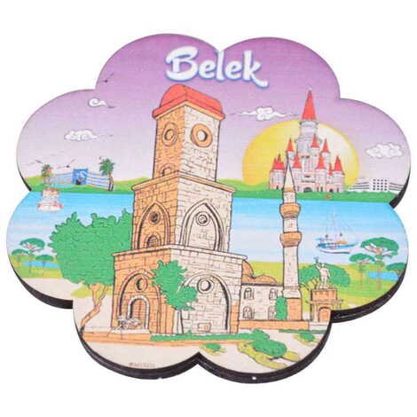 Toptan Belek Temalı Ahşap Bardak Altlığı 90 mm - 7