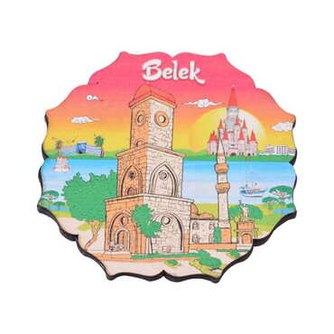 Myros - Belek Temalı Ahşap Bardak Altlığı 90 mm