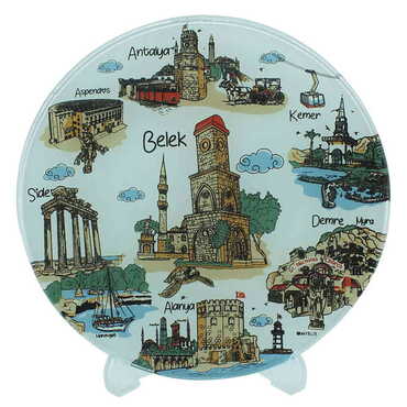 Myros - Belek Themed Bespoke Printed Glass Plate 18 Cm