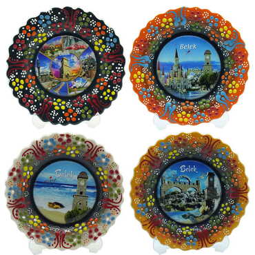 Belek Themed Turkish Ceramic Plate With Epoxy 12 Cm - 4