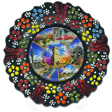 Belek Themed Turkish Ceramic Plate With Epoxy 12 Cm - 5
