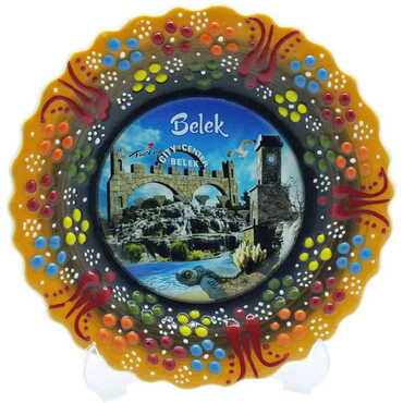 Belek Themed Turkish Ceramic Plate With Epoxy 12 Cm - 6