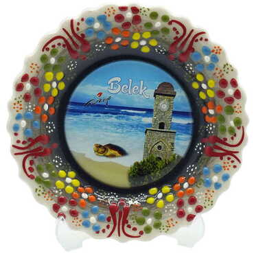 Belek Themed Turkish Ceramic Plate With Epoxy 12 Cm - 7