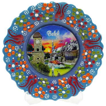 Belek Themed Turkish Ceramic Plate With Epoxy 12 Cm - 9