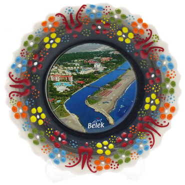 Belek Themed Turkish Ceramic Plate With Epoxy 12 Cm - 10