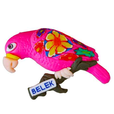Belek Temalı Dalda Papağan Fimo Magnet - 1