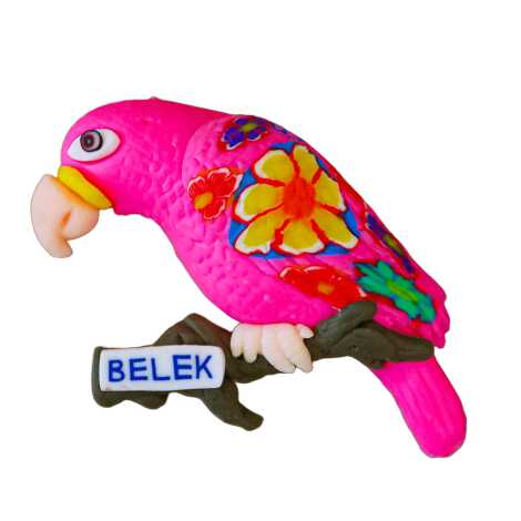 Belek Temalı Dalda Papağan Fimo Magnet - 7