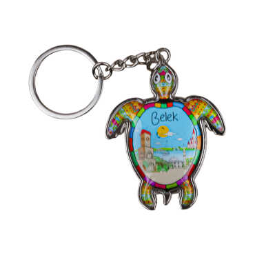 Belek Themed Turtle Shaped Metal Keychain - 4