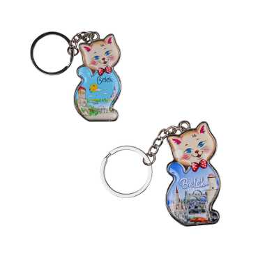 Belek Temalı Kedi Şekilli Metal Anahtarlık - 2