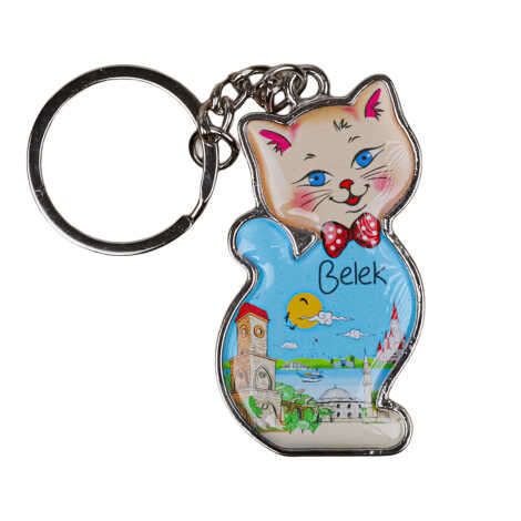 Belek Temalı Kedi Şekilli Metal Anahtarlık - 3