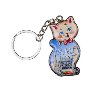 Belek Temalı Kedi Şekilli Metal Anahtarlık - 4