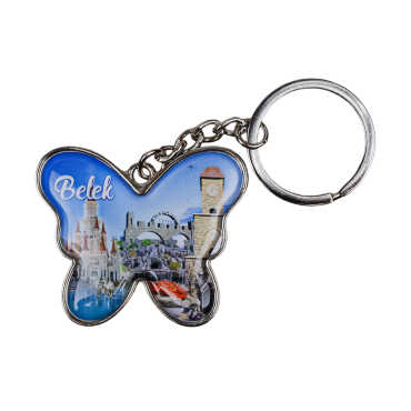Belek Themed Butterfly Shaped Metal Keychain - 3