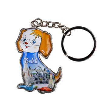 Belek Themed Dog Shaped Metal Keychain