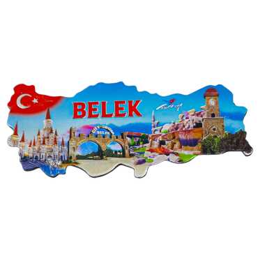 Belek Temalı Metalize Harita Magnet - Myros