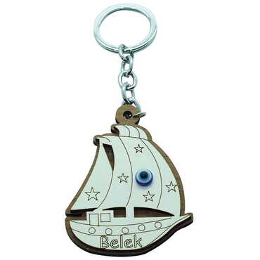 Belek Themed Wooden Custom Printed Wooden Keyring - 18