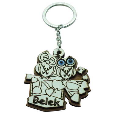 Belek Themed Wooden Custom Printed Wooden Keyring - 23
