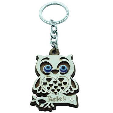 Belek Themed Wooden Custom Printed Wooden Keyring - 26