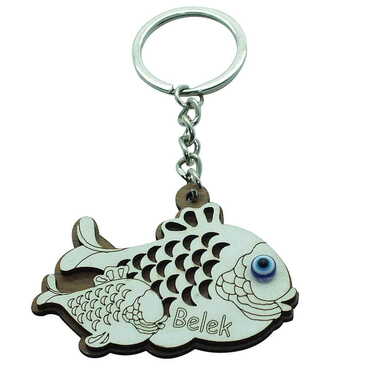 Belek Themed Wooden Custom Printed Wooden Keyring - 32