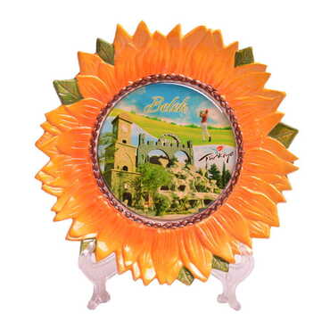 Belek Themed Sunflower Shaped Decorative Plate 20Cm - 4
