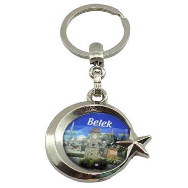 Belek Themed Metal Turkish Flag Enamel Keychain - 3